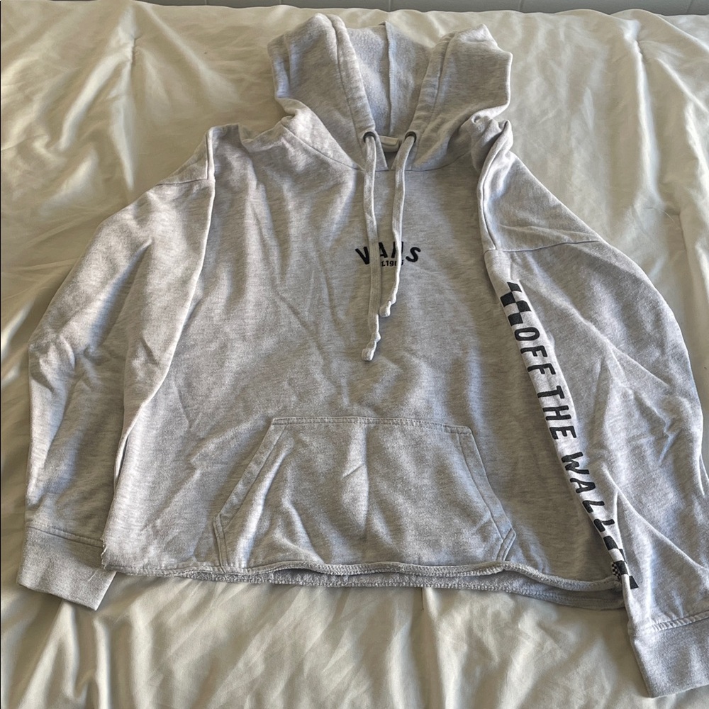Vans Light Gray Hoodie with Black Text